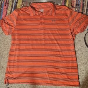 Under Armour Men's Orange Striped Polo Shirt